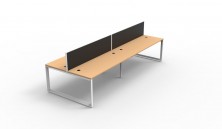 Rapidline Rapid Infinity Back To Back Workstations. Beech Tops On White Loop End Frame With 500 High Black Fabric Screen